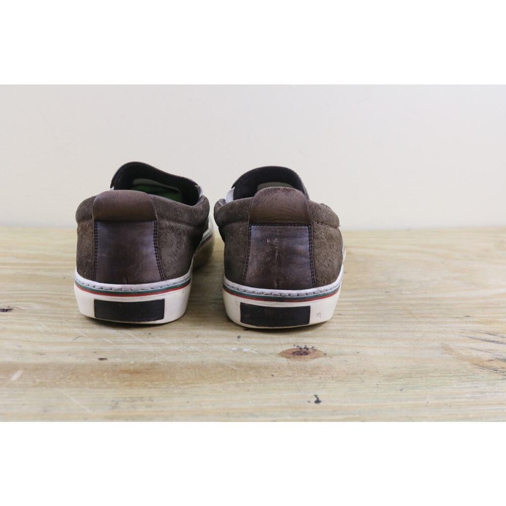 Gucci Sneakers 41 Brown Suede Lifford Antique Slip On Shoes Italy - Picture 3 of 16
